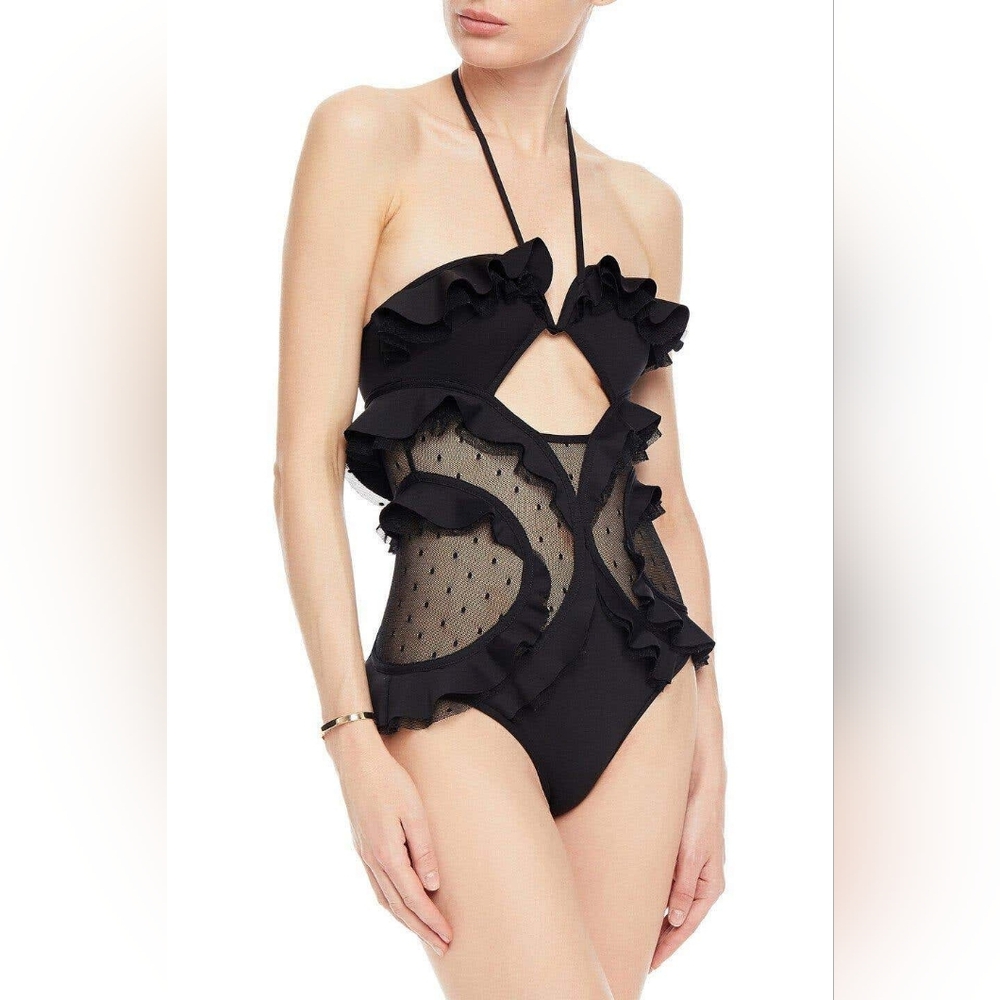 Zimmerman Chic Black Ruffled Swimsuit